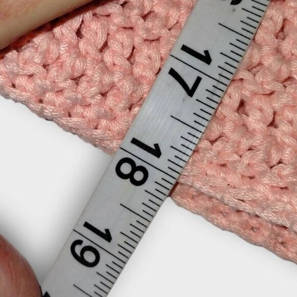 Handmade Womens Sweater Sz XL Pink Salmon Cropped Short Wrap Tie Swiftie Crochet - Picture 9 of 10